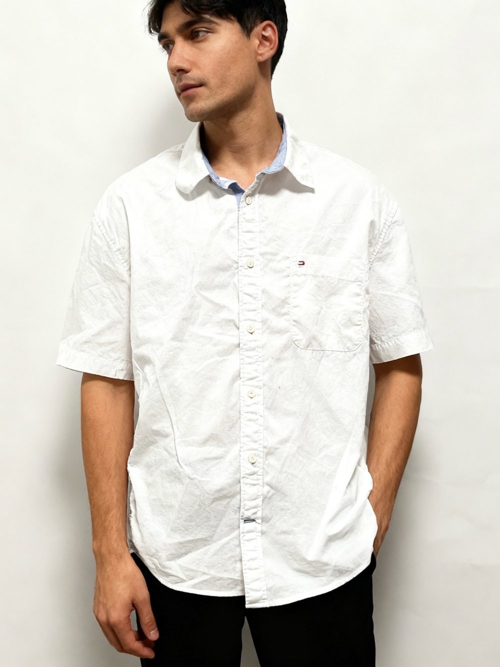 Tommy Hilfiger White Short-Sleeve Button-Down Shirt
